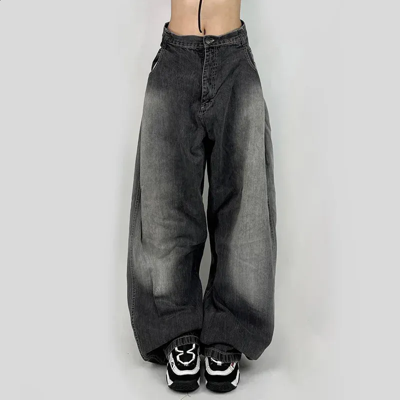 High Waist Wide Leg Denim Cargo Pants - Oversized Y2K Mom