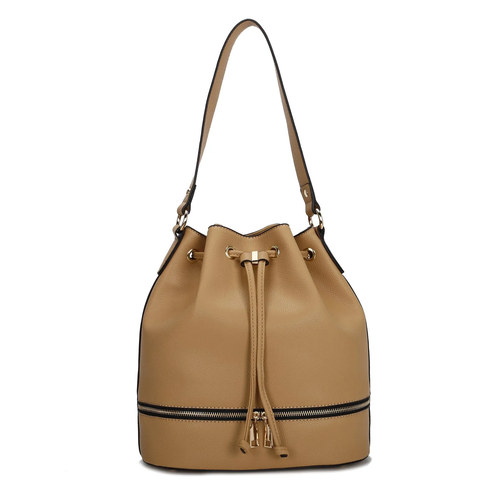 Fashionable Drawstring Single Shoulder Bucket Bag - Casual