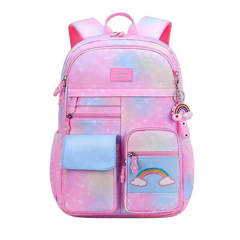 Mochila Gran Capacidad Mochila Escolar Leaper Para Niñas - Lona Con Rayas Moradas, Múltiples Bolsillos Mochila Colegio Niñas Grande
