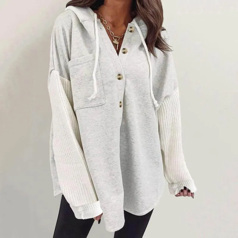 Womens Hoodies Casual Sweatshirt For Women Fashion Loose Plus Size Tops Splicing Button Long Sleeve Lightweight Womens Hooded Pullover From 20 2 DHgate