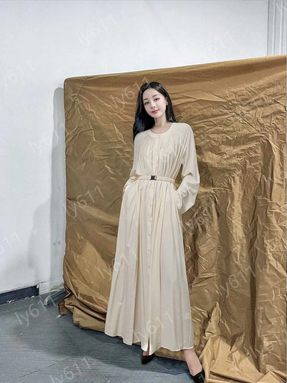 Long Sleeve Button Shirt Dress for Women with Belt, Cotton Blend, Empire  Waist, Ankle-Length Patchwork Maxi Dress from Dhgate Basic & Casual Dresses  - price 24.13