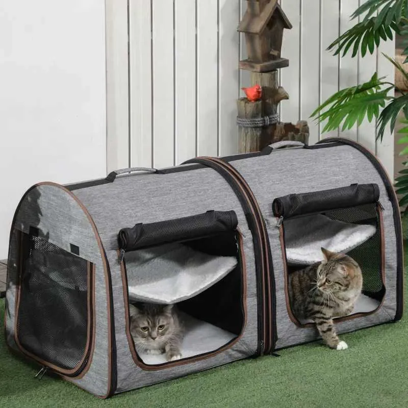 Portable Soft Faced Pet Cat Carrier Show House With Divider Two Part Soft Cushion And Storage Bag Gray 39 From Beauty of ting1 64.46 DHgate.Com