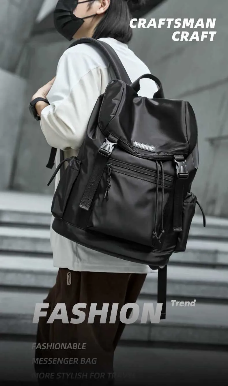 Men's Japanese Flap travel backpack with Drawstring