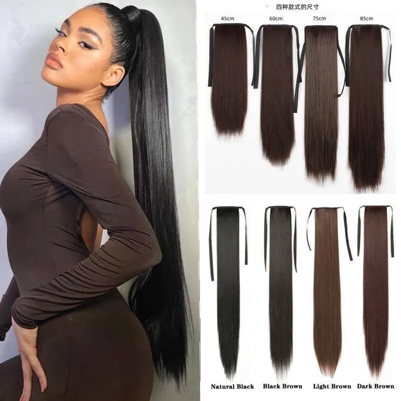 Synthetic Straight Ponytail Braid Drawstring Hair Extension - Long ...