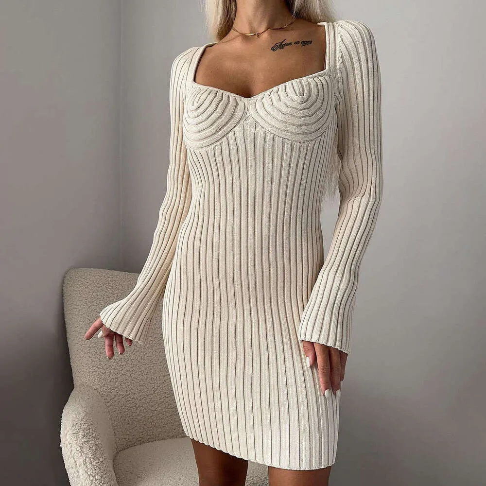 Wool Blend French Square Neck Dress with Empire Waist and Long Sleeves,  Floor-Length Solid Color Pencil Dress for Summer from Dhgate Basic & Casual  Dresses - price 14.69