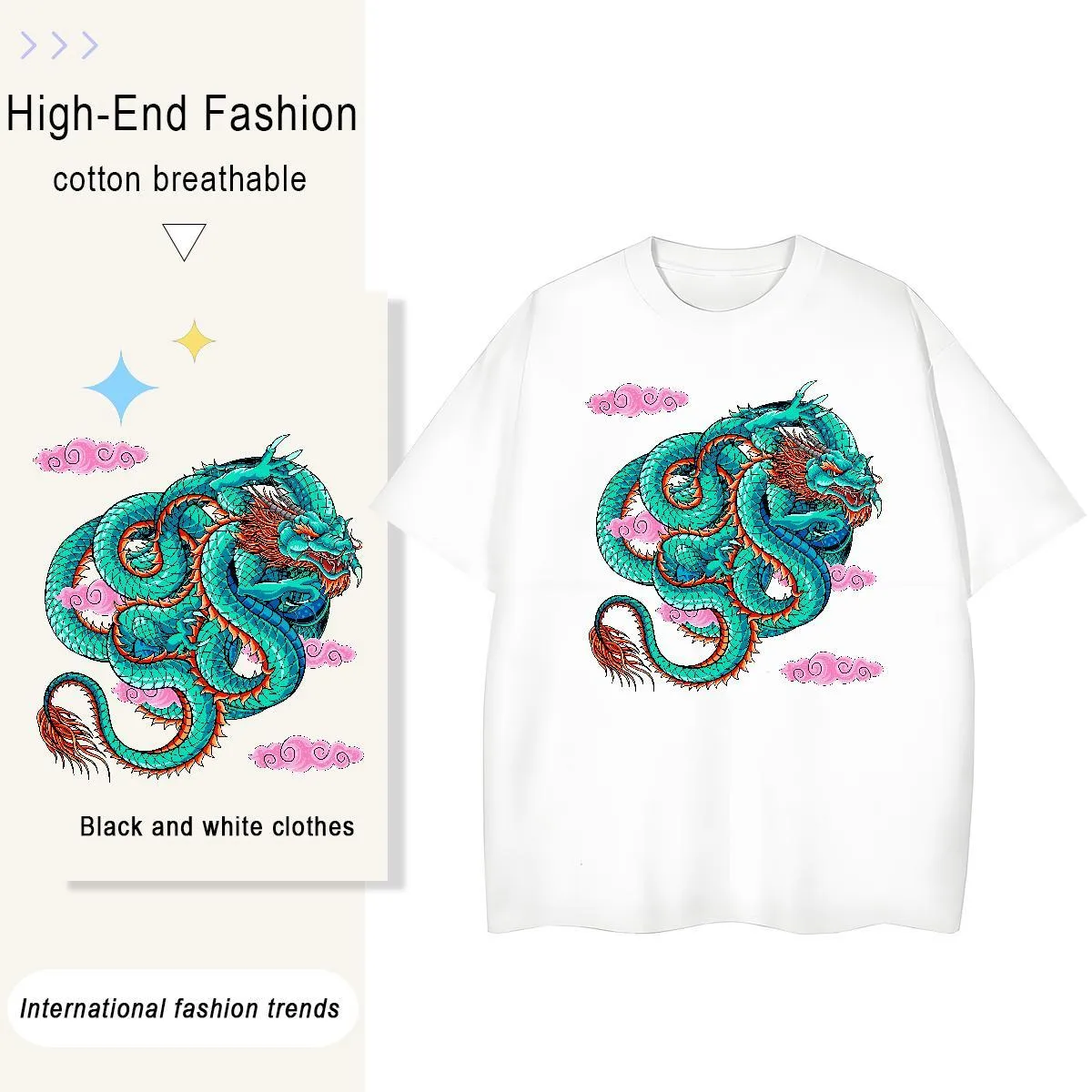 Save Big on Bulk T Shirt Dragon Motif Dragon T Shirts For Men Women's  Casual 100% Cotton Graphic Tee, Lightweight O Neck Short Sleeve Streetwear  Top