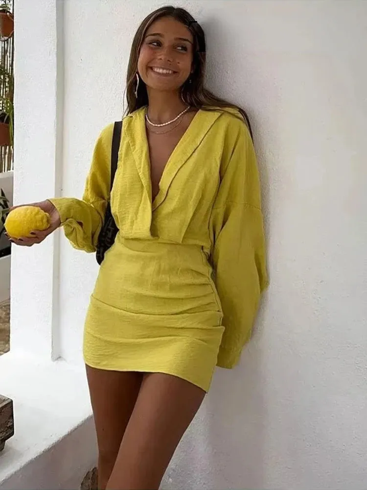 Floor-Length Yellow Chiffon Dress for Women Summer with Short Sleeve and  Zipper Closure from Dhgate Urban Sexy Dresses - price 66.24