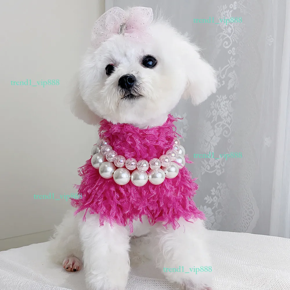Fashion Pearl Collar for Small Dogs and Cats Stylish All Season Dog Harness with Universal Chest Strap Chain