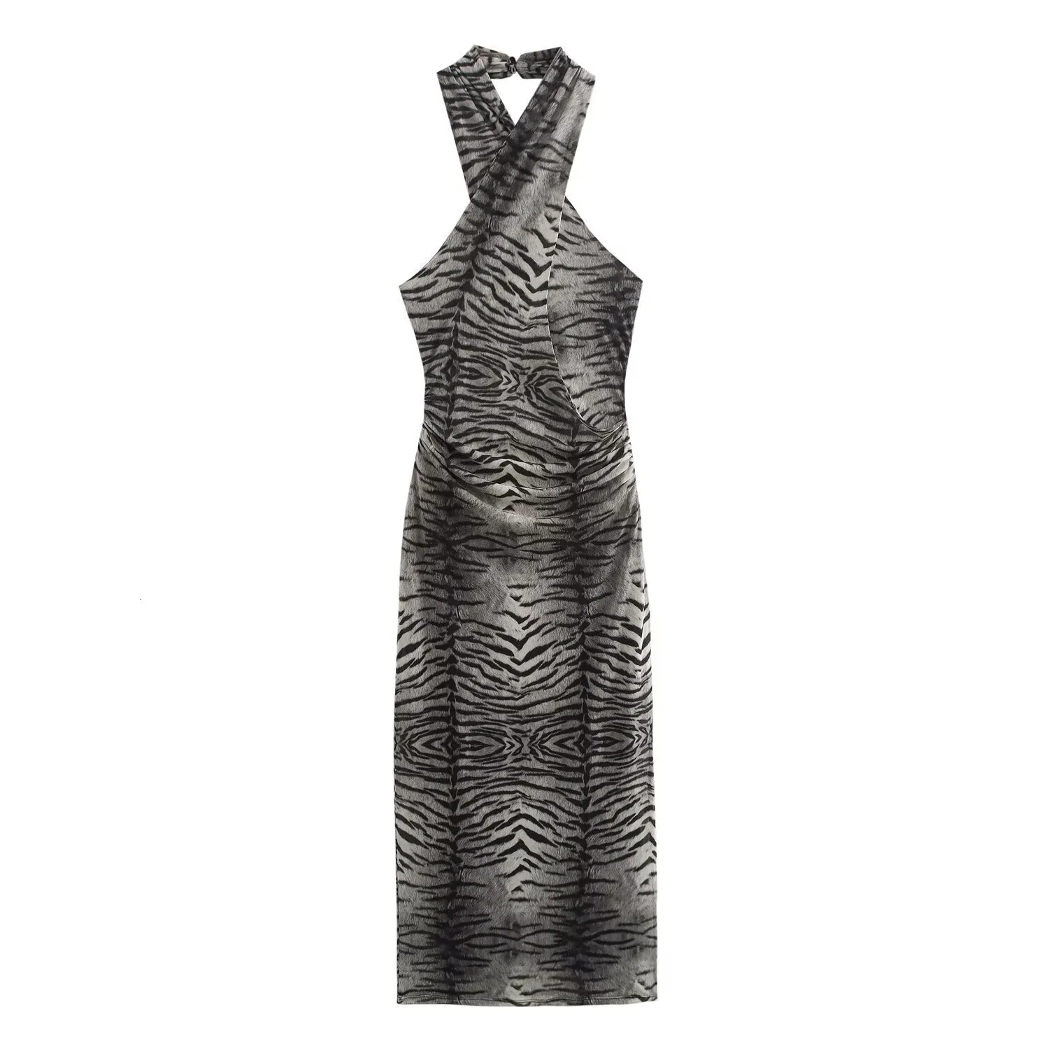 Women's Autumn Midi Dress with Animal Print - Net Silk, Halter Neck, Flowy  and Comfortable from Dhgate Basic & Casual Dresses - price 30.08