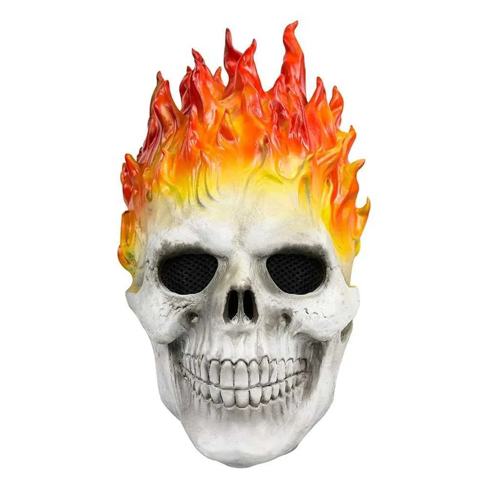 Horror Ghost Rider Red and Blue Flame Skull black...