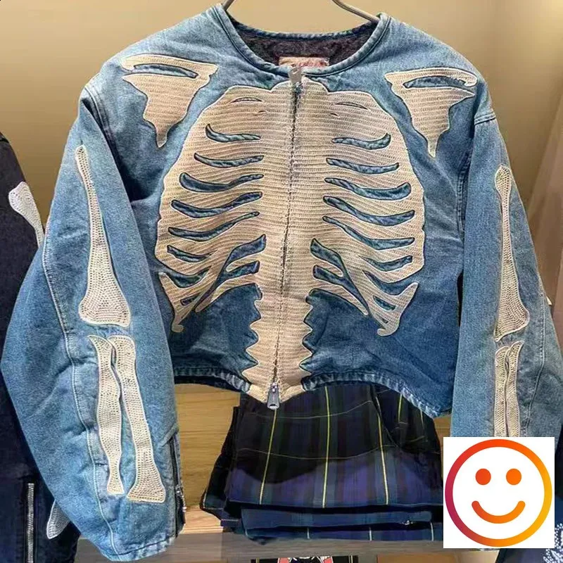 24SS KAPITAL Denim Zipper Jacket Skeleton Bone From Dao01