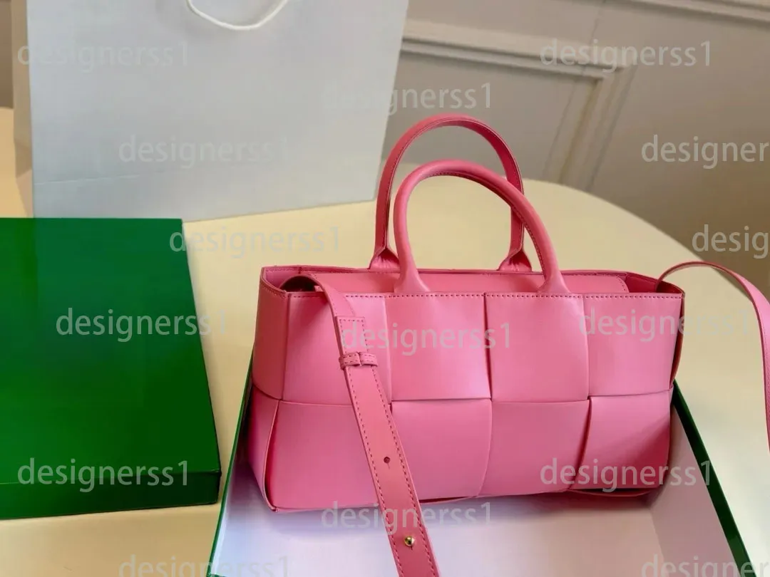 Woven Leather Tote Bag, Fashionable East West Style Shopping Bag