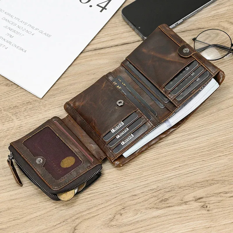Men's Leather Short phantom wallet with Buckle, Neutral