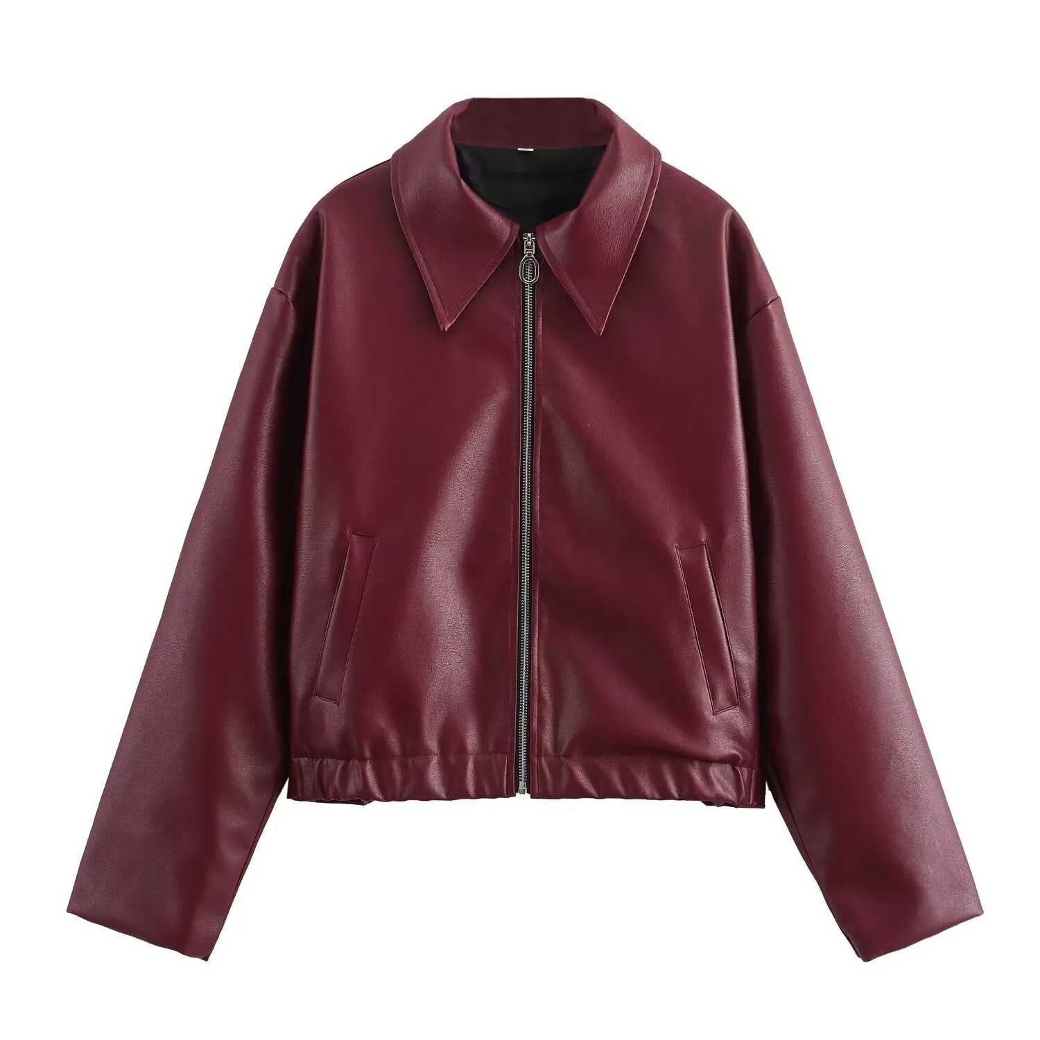 DHgate.com:Womens Solid Color Leather Jacket with Zipper DHgate.com:Womens Solid Color Leather Jacket with Zipper
