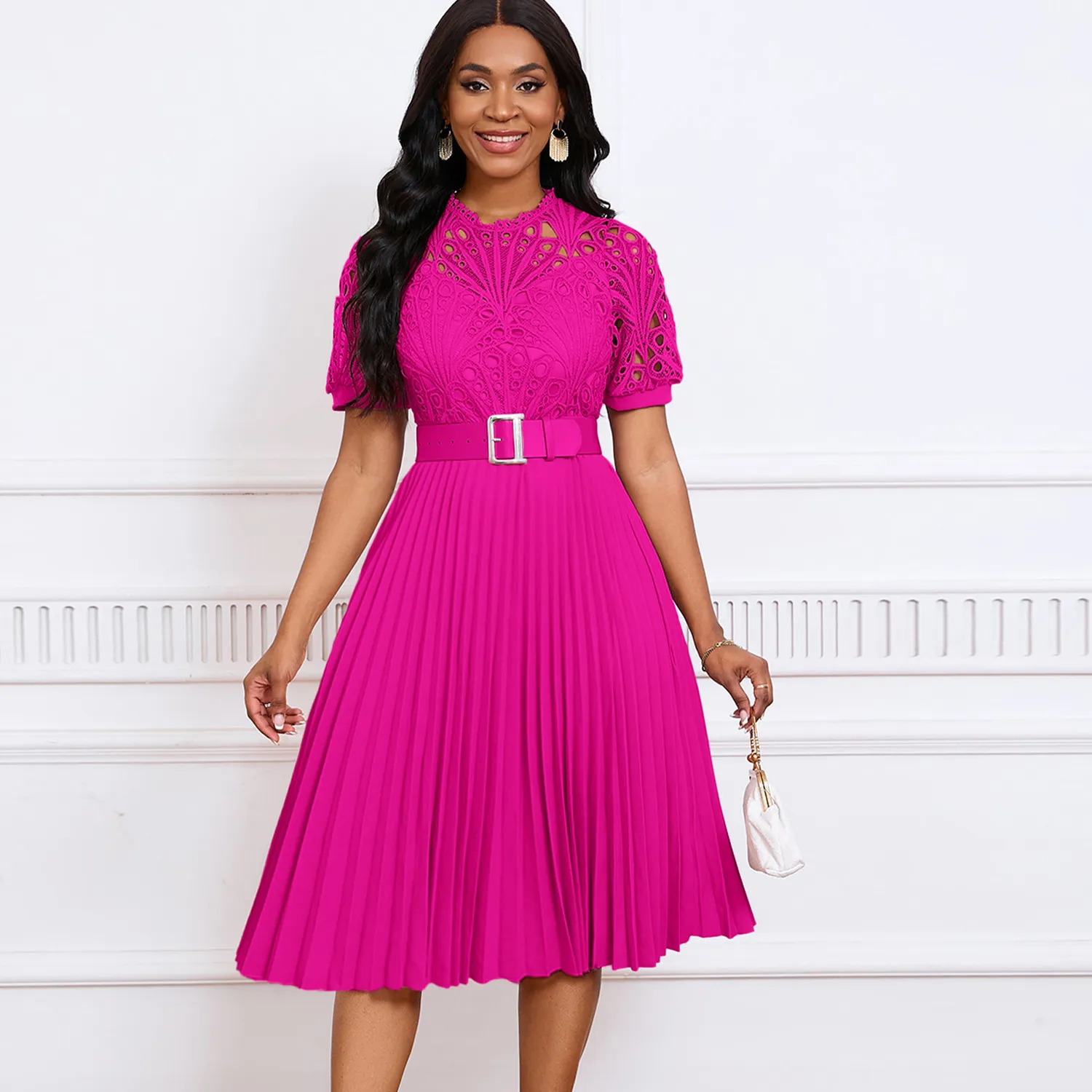 Grace Tea-Length Jewel Neckline A-Line Evening Dress with Zipper