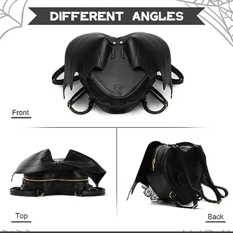 Mini Womens Backpacks Small Black Lace Backpack With Bat  display picture 2