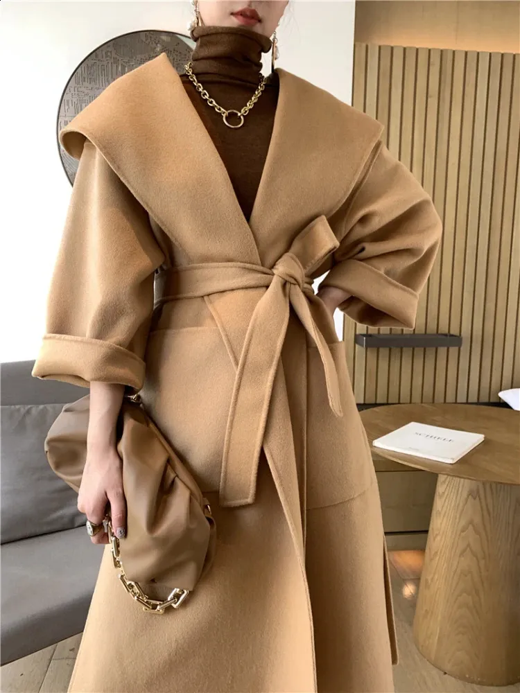 ジャケット・アウター vintage cashmere double long coat Elegant Vintage Double Sided Cashmere Oversized Wool Coat