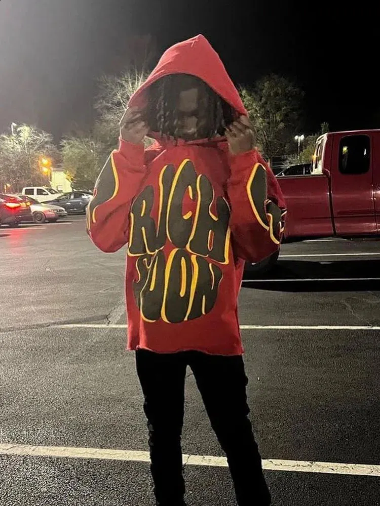 High Street Y2K Flame Zipper Hoodie – Unisex Red From