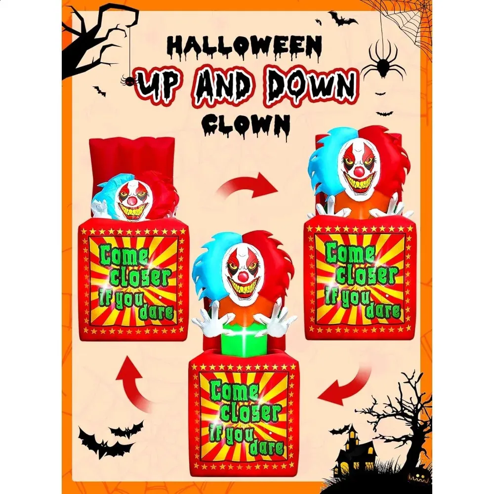 Wettarn Halloween-Deko Set – 6 Clown-Boxen, 12 Ballons, Lichterkette Für Gruselige Zirkus-Party