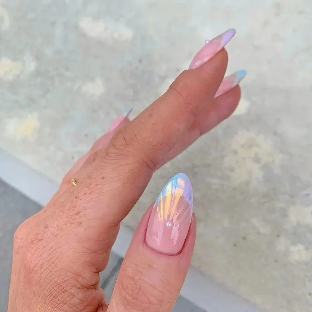 10 Pezzi Di Unghie Finte Di Mandorla Francese Fatte A Mano Unghie A  Pressione 3D A Conchiglia Media Con Adesivo E Set Di Lime Unghie Kit  Manicure Naturale Da 10,76 € | DHgate, image size:1000x1000