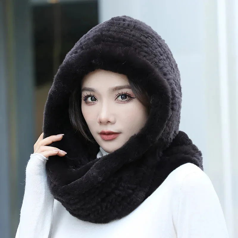 2 écharpes à Capuche Tricotées Pour Femmes - Chapeau Et écharpe 2 En 1 - En Polyester Doux - Couleurs Blanc Cassé Et Noir - Pour L'hiver Et Outdoor - 8