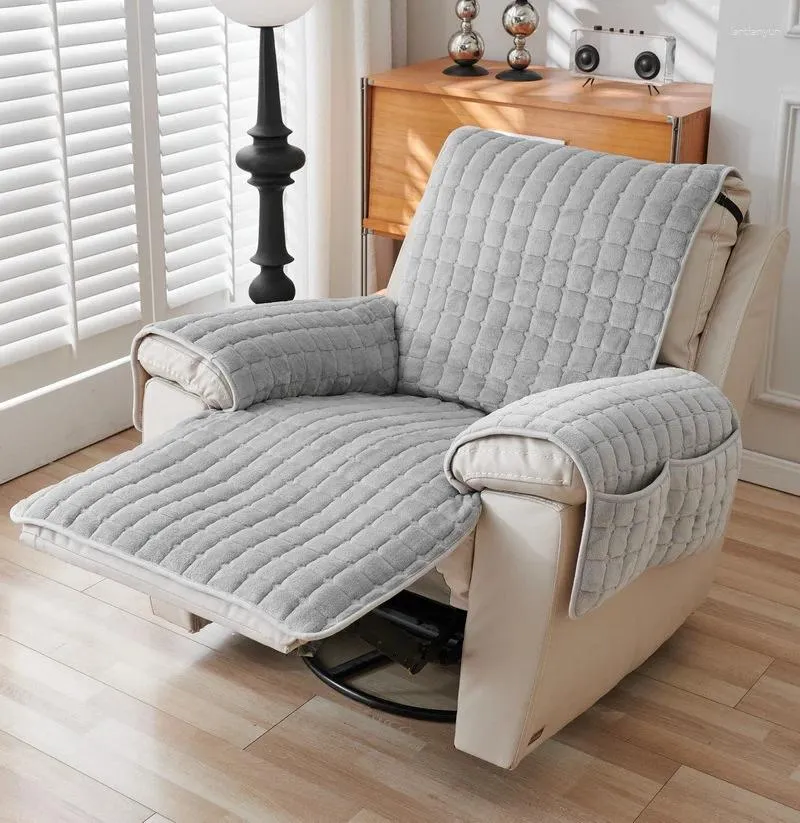 Plaid Flannel Recliner Sofa Mat Anti Slip Armchair Slipcovers for 1Seater Relax Furniture