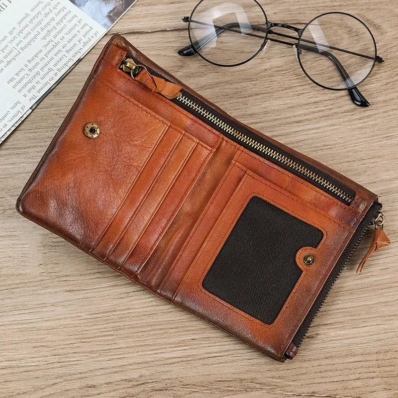 Men's Leather Short phantom wallet with Buckle, Neutral