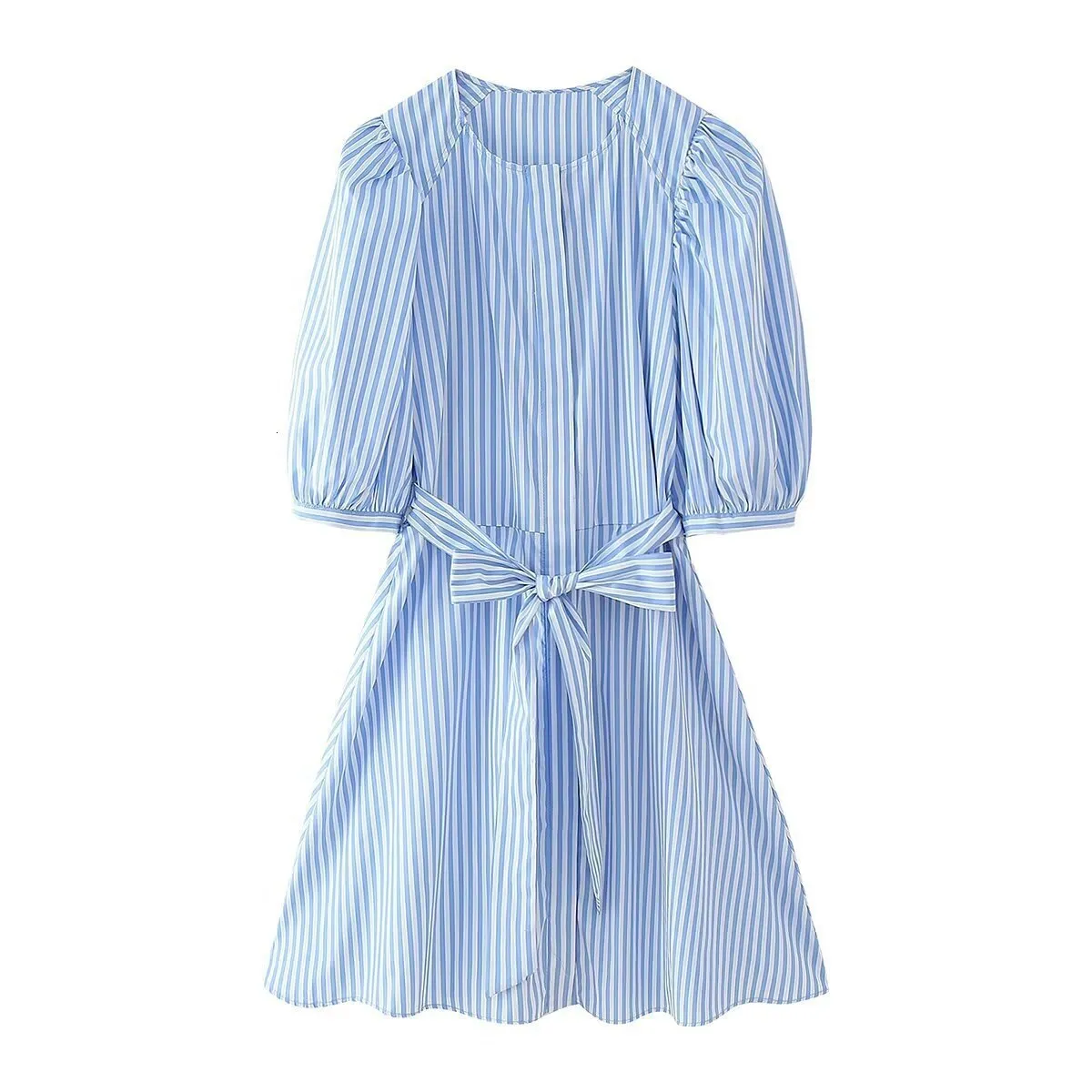 Striped Poplin orange midi dress for Women - Summer Fashion