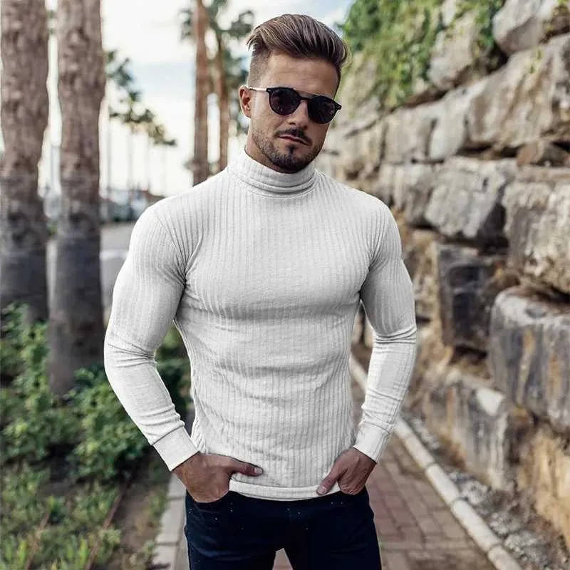Save Big on Bulk Turtle Neck Sweaters For Men Mens White Turtleneck Sweater  Slim Fit: Casual Knitted Pullover With Rolled Neck, Solid Color, Warm And 