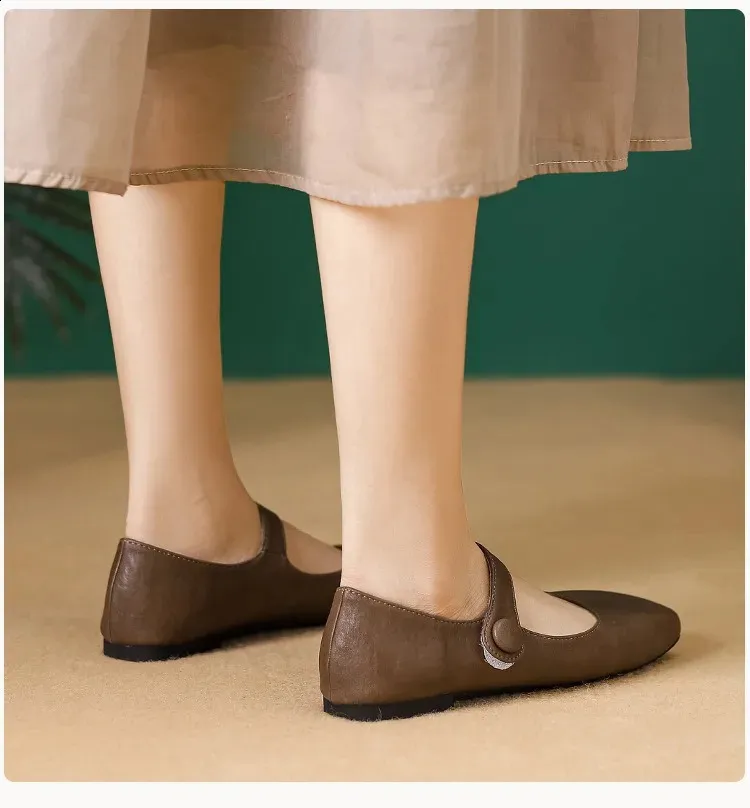 Retro Spring Woman Square Toe Solid Lolita Loafers Black Ballerina Party Flats Elegant Mary Jane Kawaii Barefoot Shoes_vogvips.com