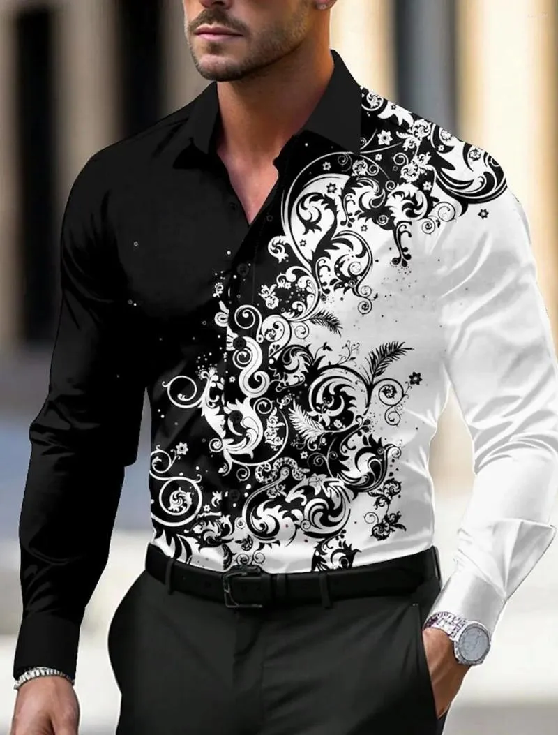 Men's 3D Floral Print Long Sleeve Dress Shirt - Casual Button Up,  Polyester, Fall/Winter from Dhgate Men's Casual Shirts - price 22.56