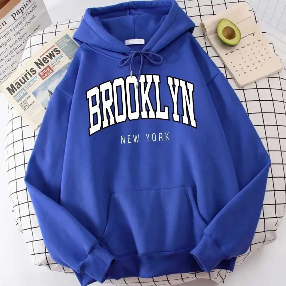Men's Brooklyn New York Print Hoodie Classic Streetwear Style,  Comfortable Fleece