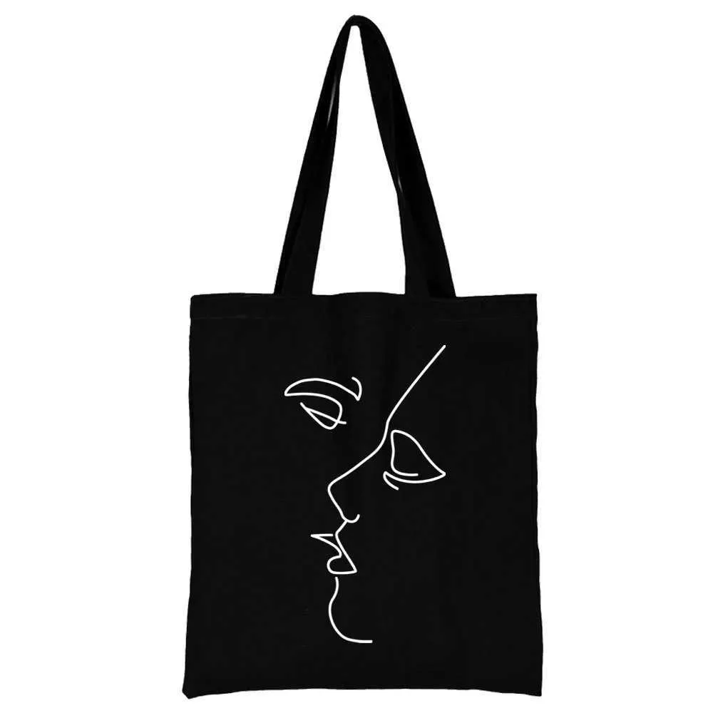 Black Canvas Tote Bag: Large Capacity, Reusable Shopping Bag
