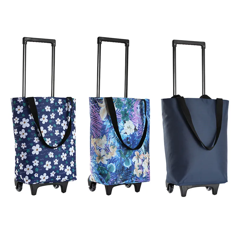 wholesale Large Capacity Folding Shopping Cart Trolley Bag with Wheels for  Women Grocery, Market, Travel