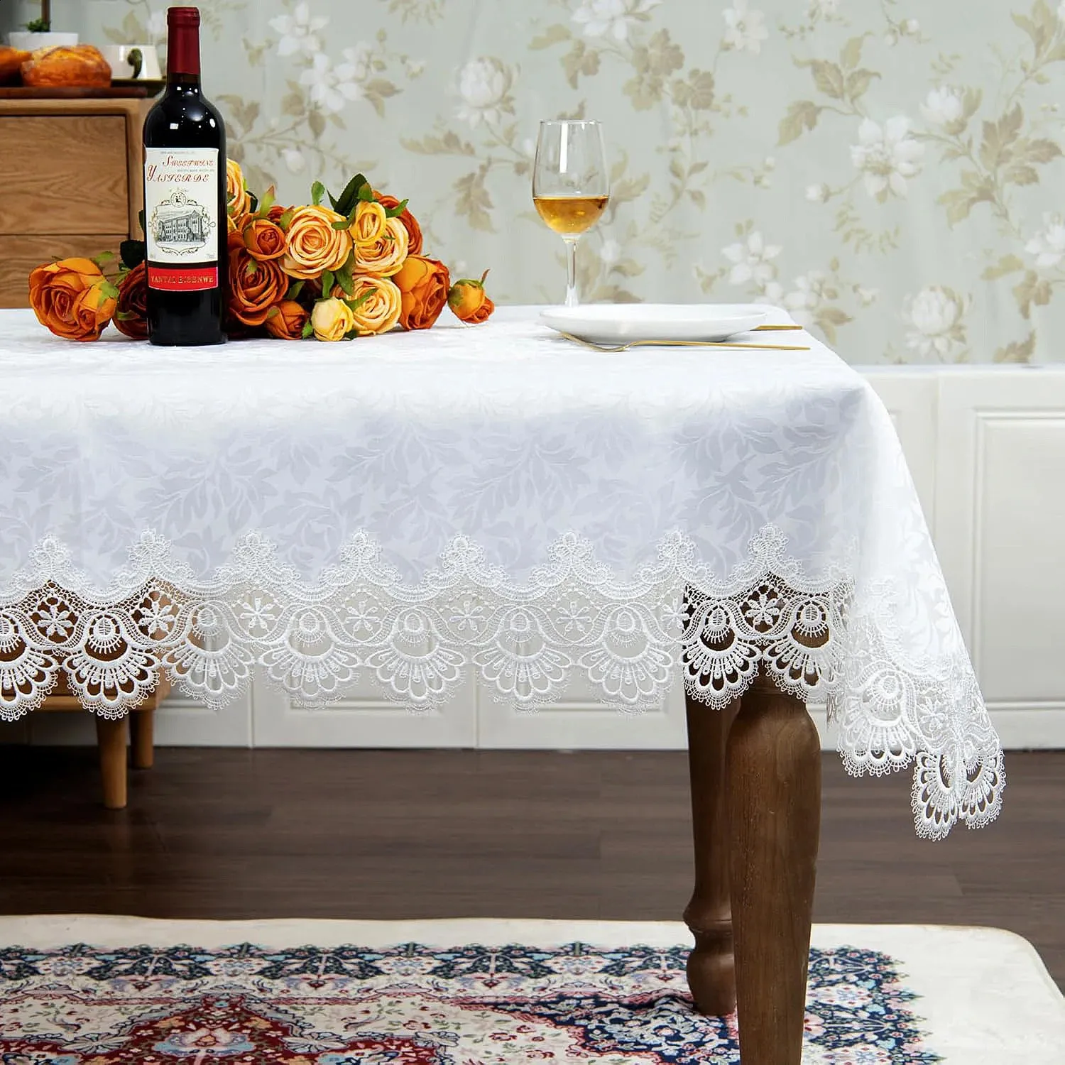 Elegant White Floral Lace Tablecloth - Rectangle Embroidered Cover for  Dining, Wedding \u0026 Party Decor - Shop Now! from Dhgate Table Cloth - price  32.69, image size:1500x1500