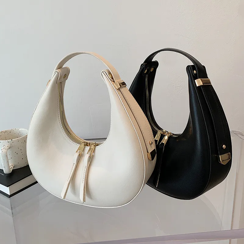 Women s Fashion Tote Bags Luxury PU Leather Half Moon Hobo Shoulder Handbag