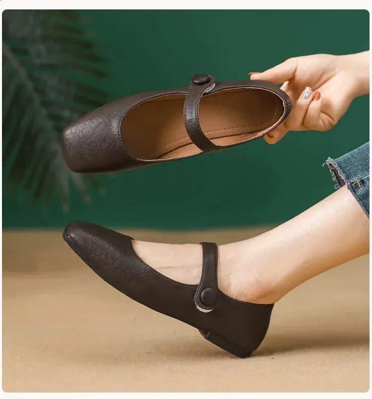 Retro Spring Woman Square Toe Solid Lolita Loafers Black Ballerina Party Flats Elegant Mary Jane Kawaii Barefoot Shoes_vogvips.com