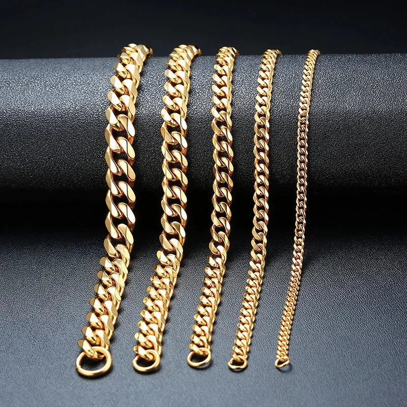 Bracciale Uomo Catena Cubana 7mm – Oro Placcato Acciaio Inox – Gioiello Hip Hop E Fashion - Foto 2