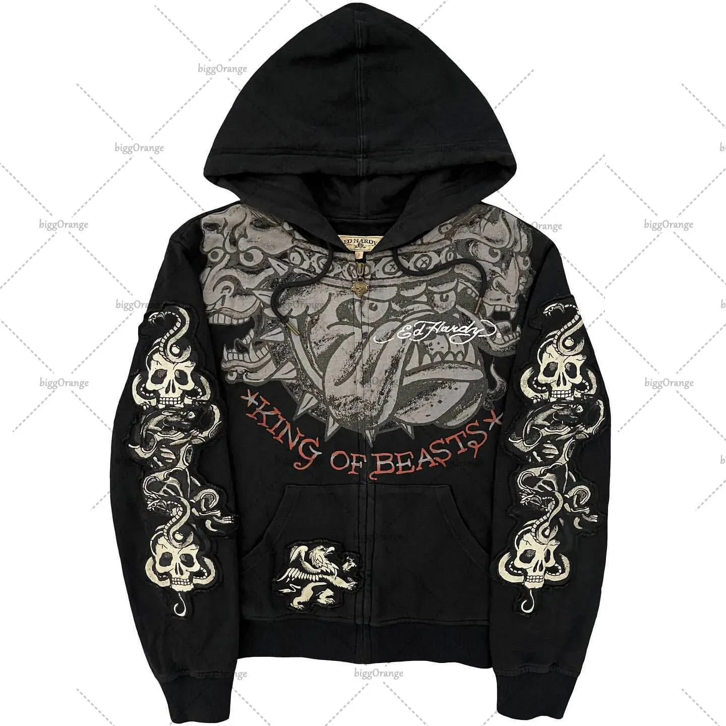 Graphic Y2k Skeleton Embroidery Designer Hoodie Streetwear