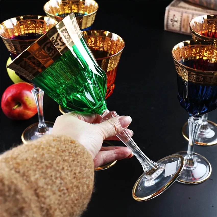 Colored crystal circular champagne glass flute with 24K gold accents for  home party decoration, from Dhgate Wine Glasses - price 93.05