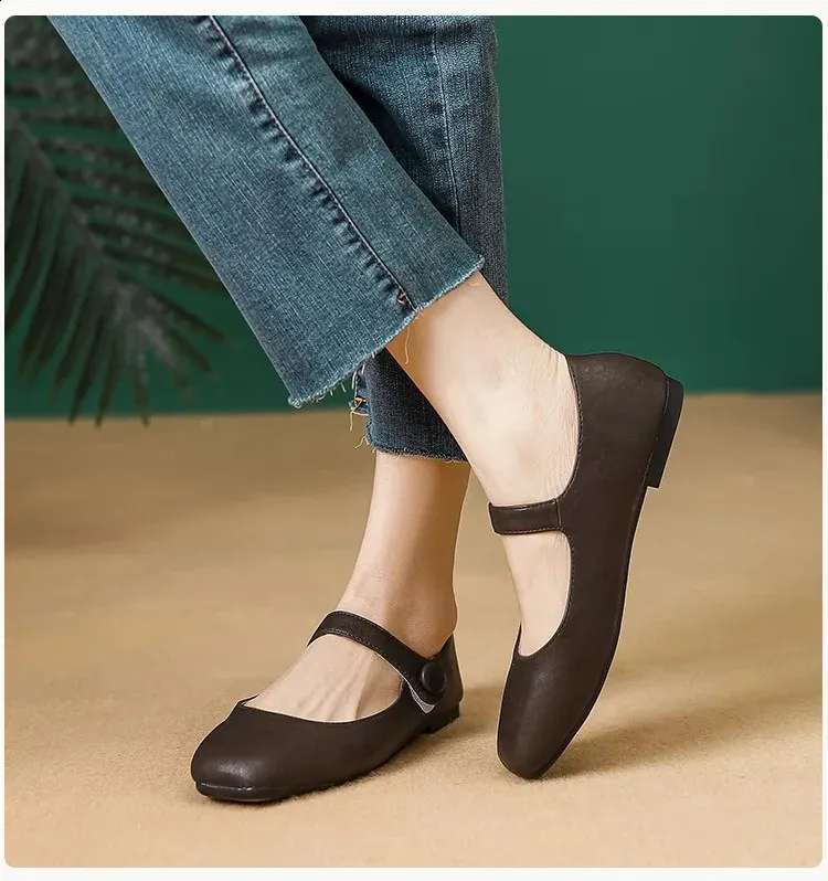Retro Spring Woman Square Toe Solid Lolita Loafers Black Ballerina Party Flats Elegant Mary Jane Kawaii Barefoot Shoes_vogvips.com