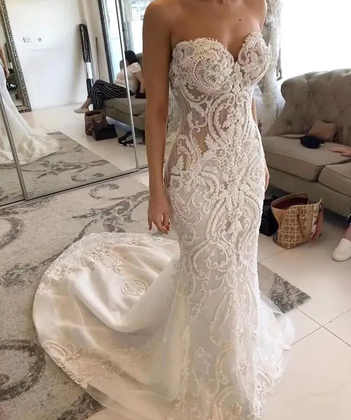 2024 Elegant Off The Shoulder Mermaid Wedding Dress Lace Appliques Fishtail  Wedding Dress BC19443 0909 From Wholesalefactory, $180.51 | DHgate.Com