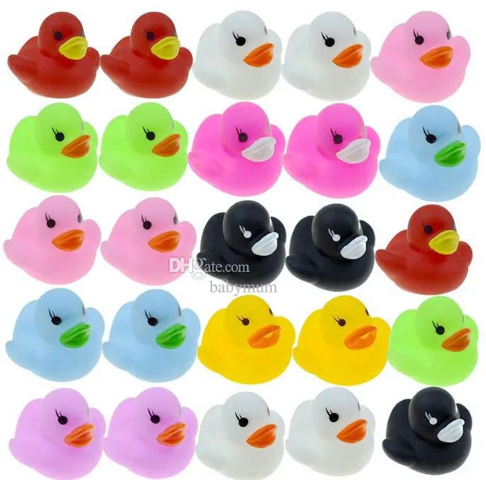 24 Mini Rubber Ducks With 2 Fishing Net Bath Toy,Mini Colorful