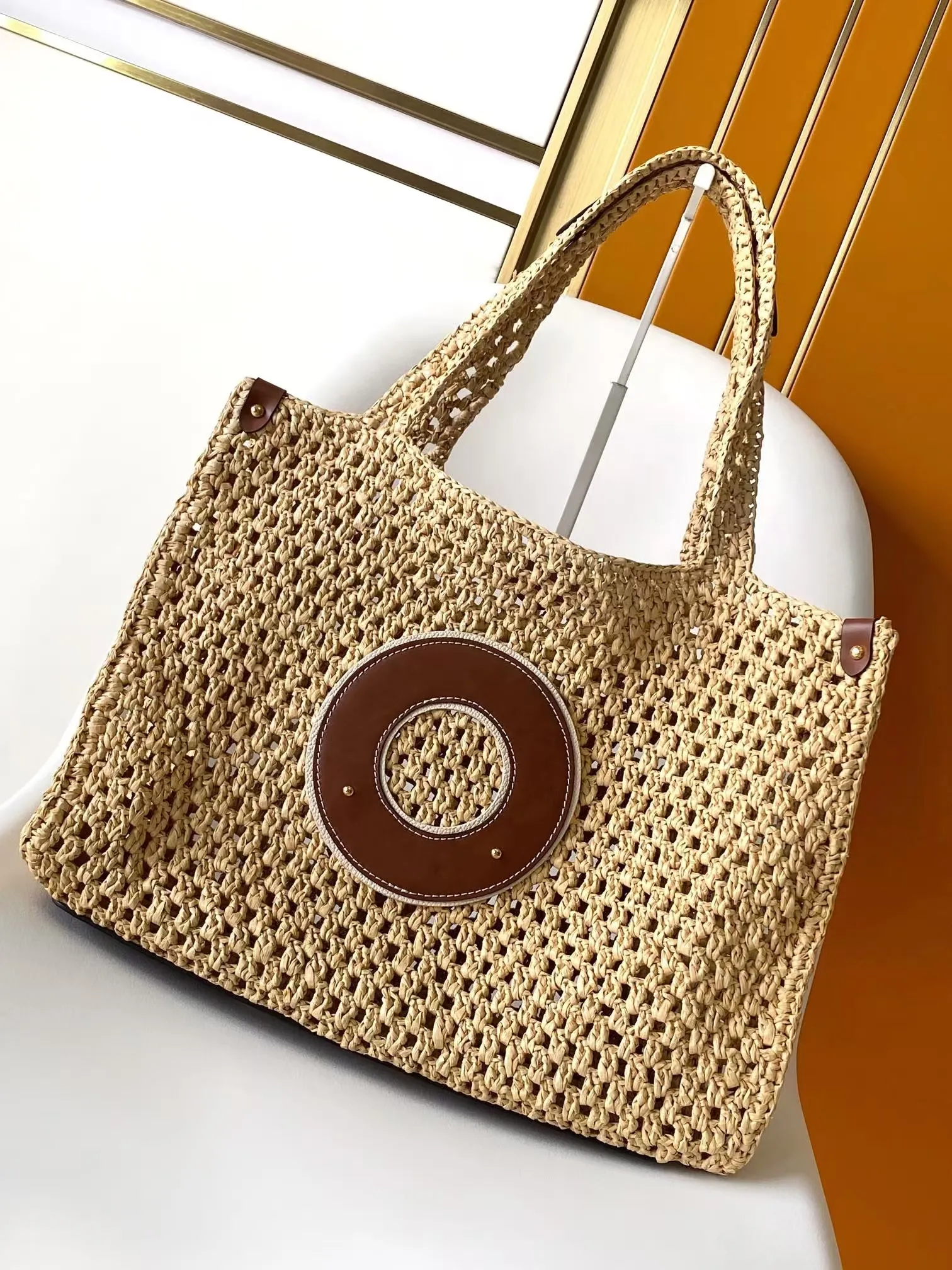 Lightweight Hollow Woven Beach Bag Designer Style for Vacation Daily Use