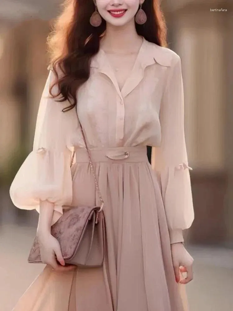casual dress for women with sleeves Okbop Skim Dress-Sheath Fashion Casual Solid Round-Neck High Waist Long Sleeve Mid Calf Dress Sundress Summer Clearance, Women's, Size: 10;12;14;16;18
