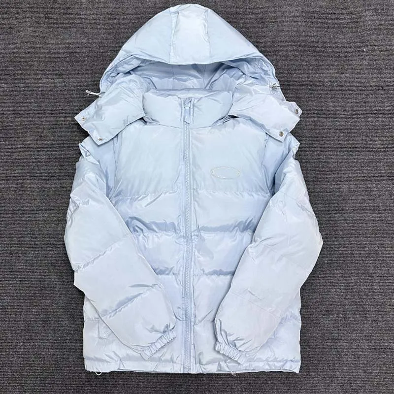 Mens Hooded Down Jacket with Embroidered Lettering Polyester