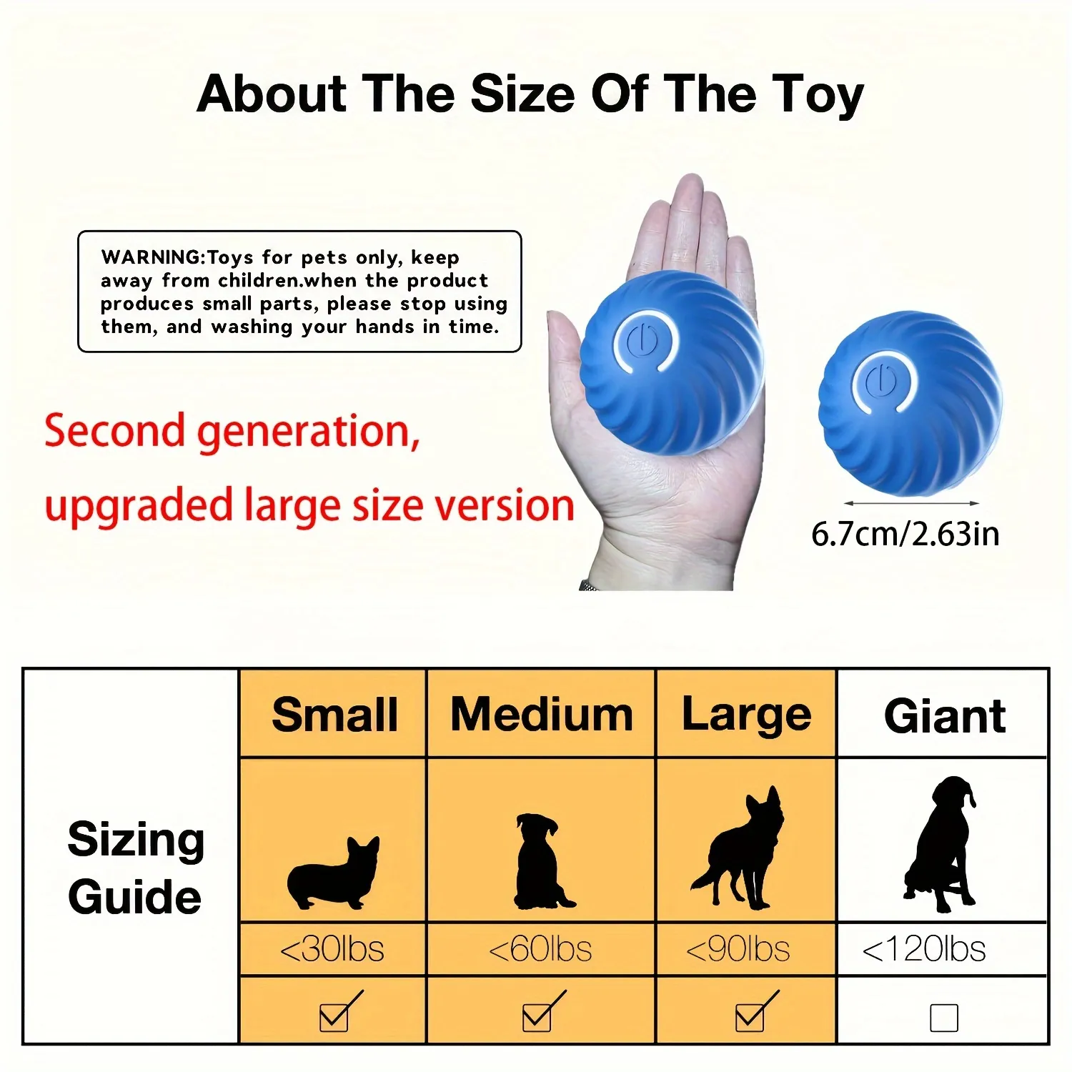 USB Rechargeable Motion Activated Bouncing Ball Toy For Small 