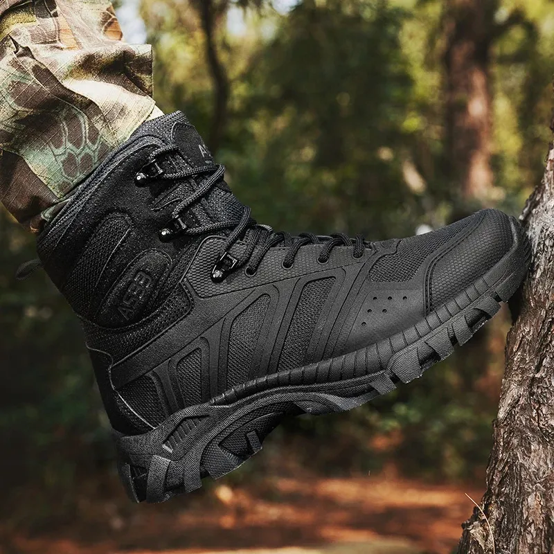 Men's Plus Size Tactical Hiking Boots High Top Desert Mountain,  Breathable Durable Outdoor Footwear