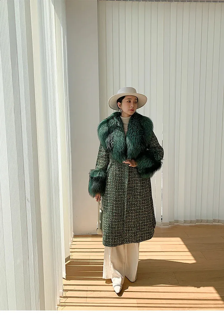 OFTBUY Women's Long Wool Blend Winter fur coat with OFTBUY Women's Long Wool Blend Winter fur coat with