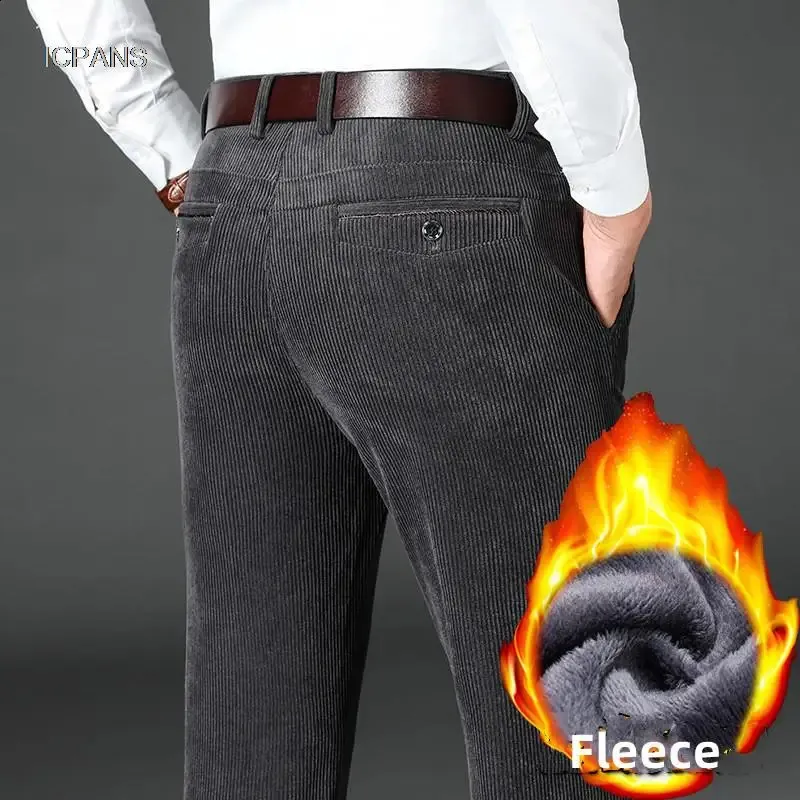 Save Big on Bulk Mens Black Corduroy Trousers Mens Brown Corduroy Pants  Thick Winter Trousers Classic Fit Wool Blend Casual Business Pants In Black 